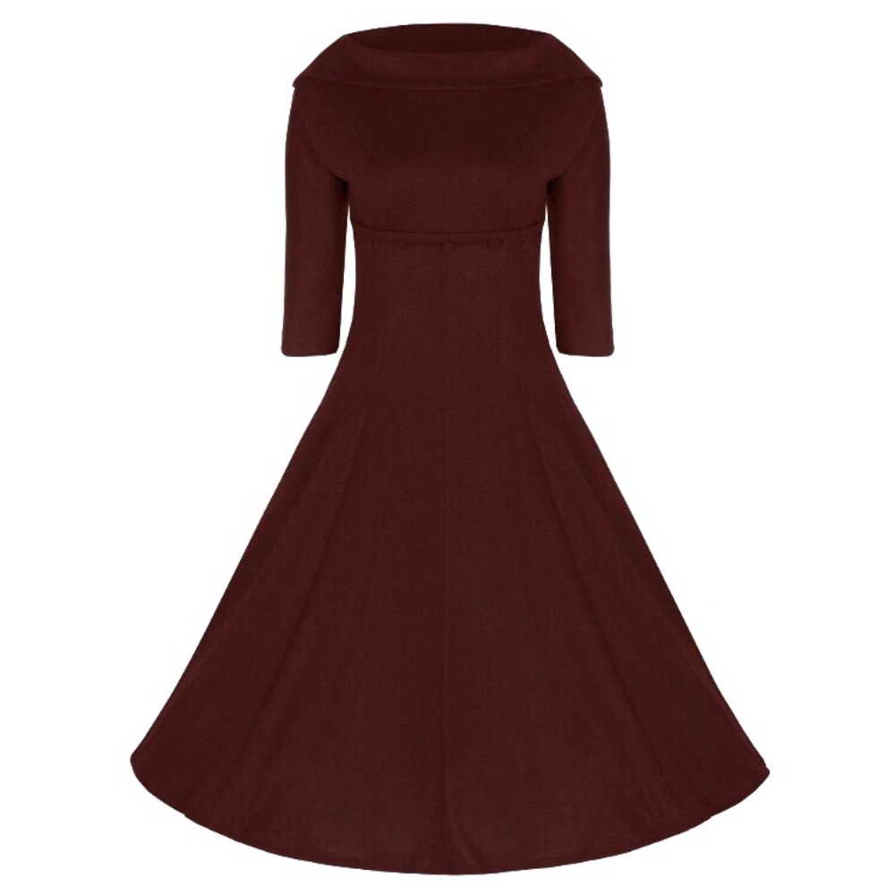 Lindy Bop Boatneck Dress with Button Accents